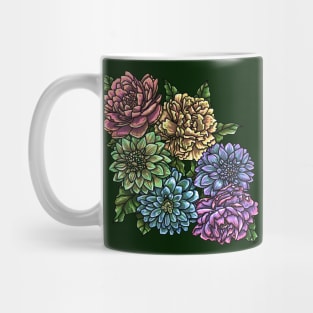 Rainbow Peonies and Dahlias Mug